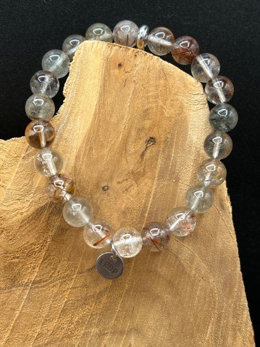 Bracelet en quartz rutile marron