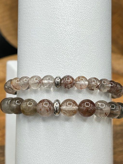 Bracelet en quartz rutile marron