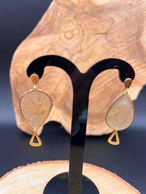 Boucles d'oreilles en papier résiné et acier