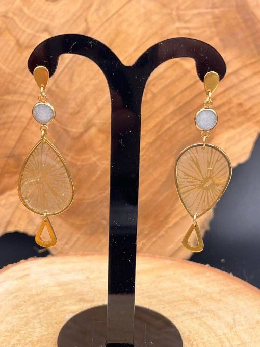 Boucles d'oreilles en papier résiné et acier